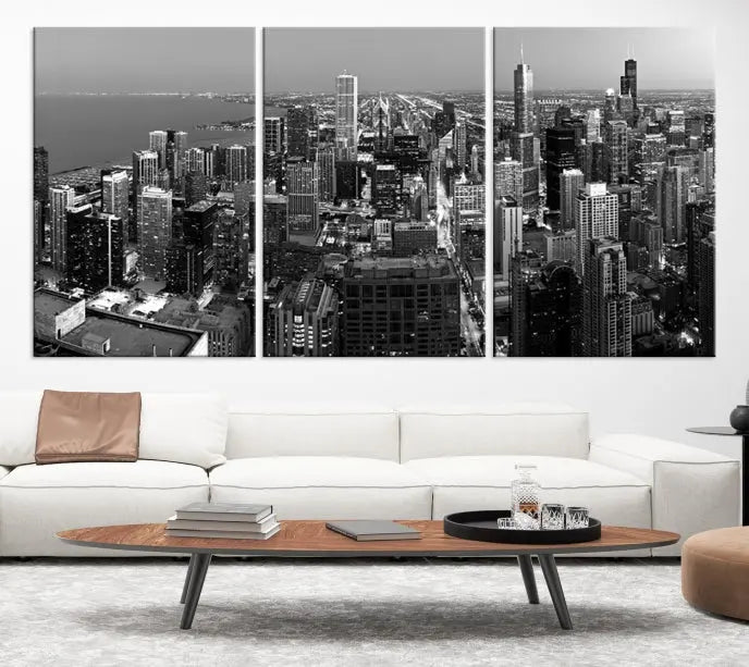 Chicago Wall Art Canvas Print Chicago City Night Canvas Print 