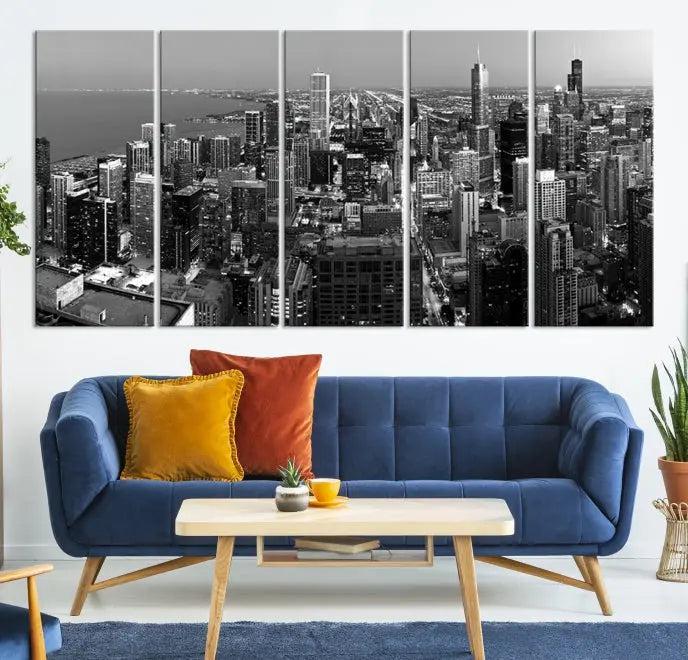 Chicago Wall Art Canvas Print Chicago City Night Canvas Print 