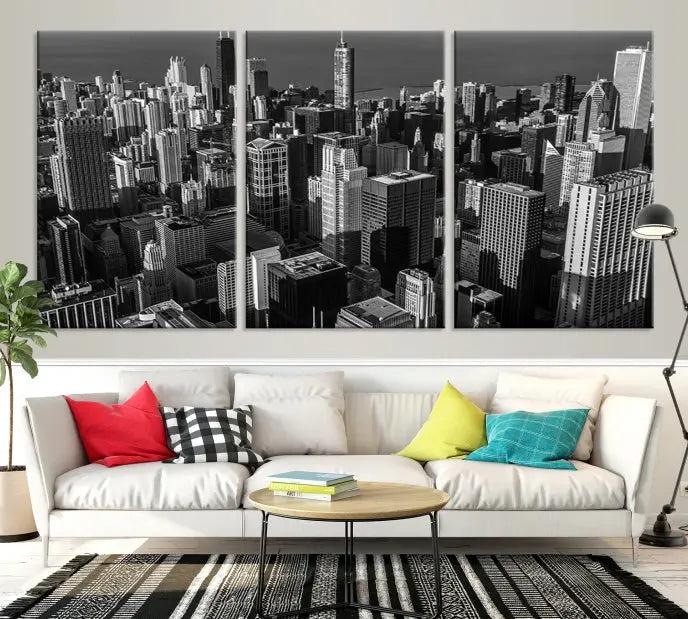 Chicago Wall Art Canvas Print Chicago City Night Canvas Print 