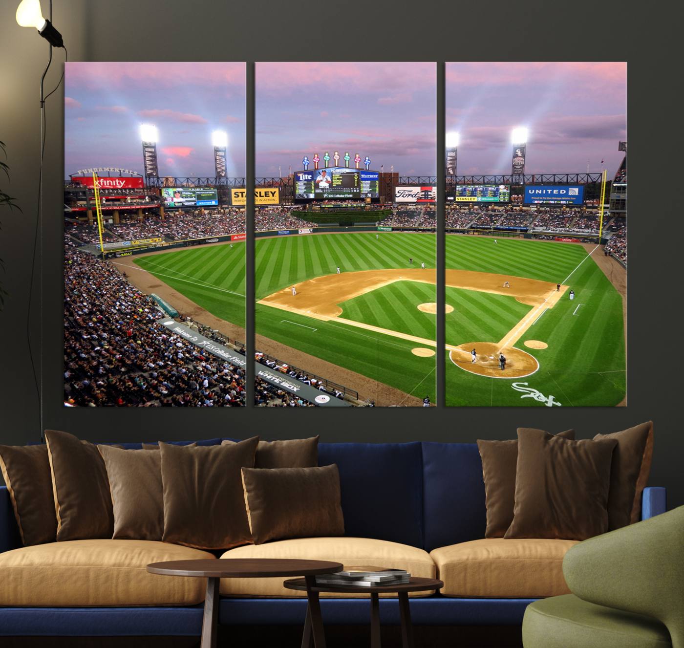 38470-MGV-CV-36X24-Chicago White Sox Baseball Team Print Canvas- Guaranteed Rate Field Stadium Wall Art Canvas Print