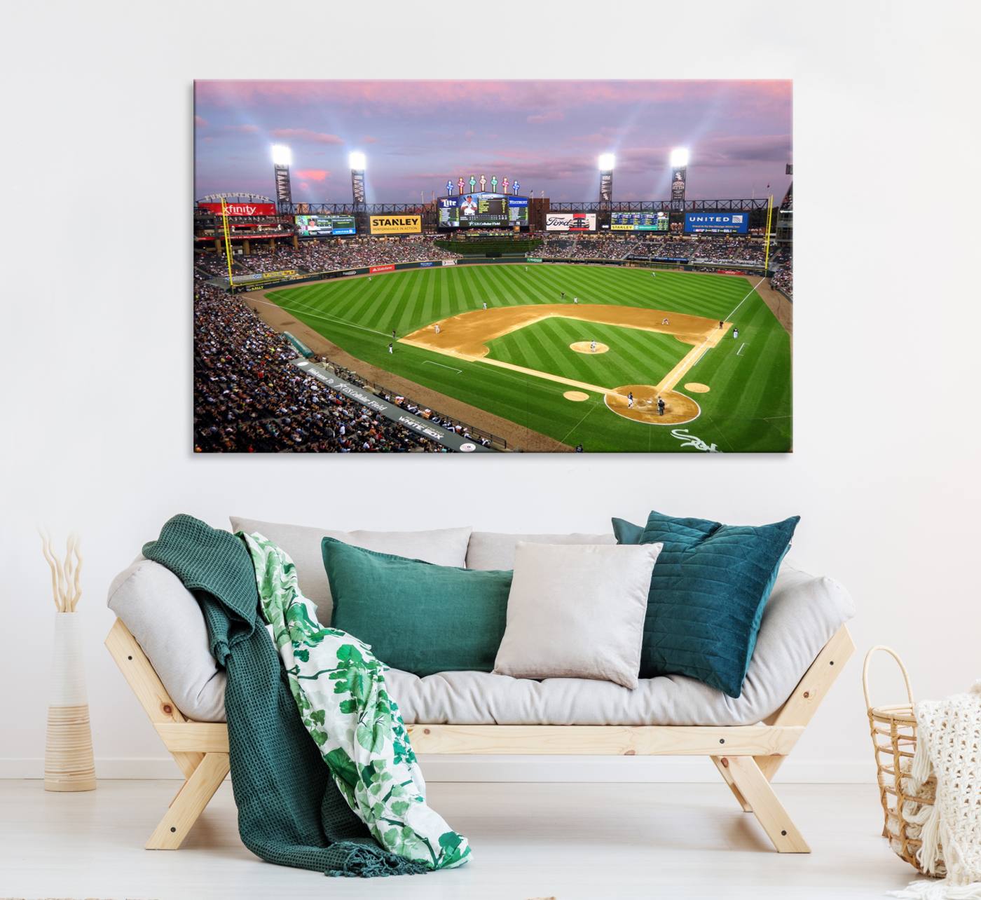 38470-MGV-CV-36X24-Chicago White Sox Baseball Team Print Canvas- Guaranteed Rate Field Stadium Wall Art Canvas Print