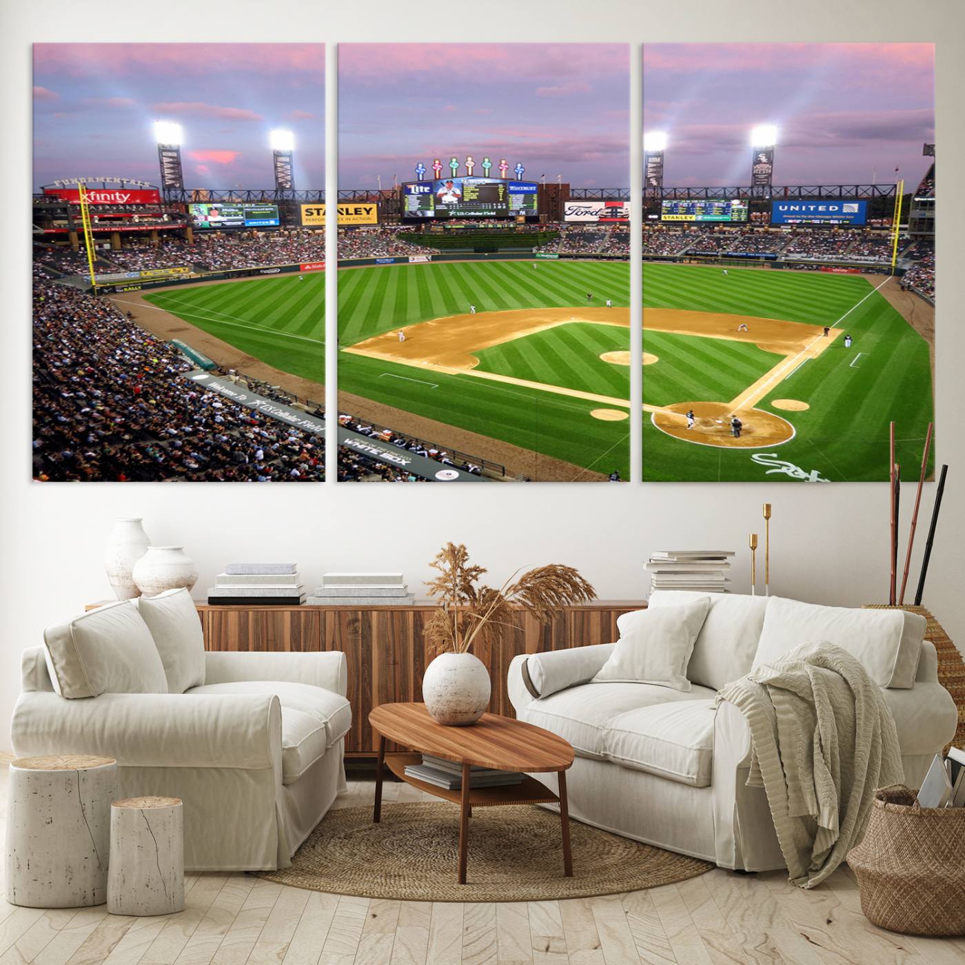 38470-MGV-CV-36X24-Chicago White Sox Baseball Team Print Canvas- Guaranteed Rate Field Stadium Wall Art Canvas Print