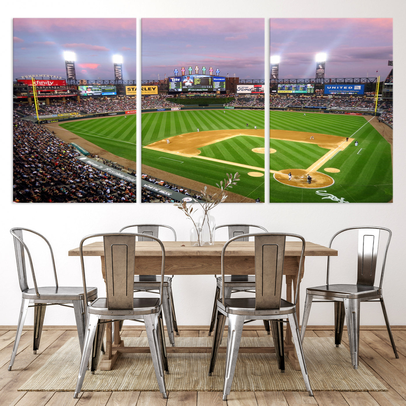 38470-MGV-CV-36X24-Chicago White Sox Baseball Team Print Canvas- Guaranteed Rate Field Stadium Wall Art Canvas Print