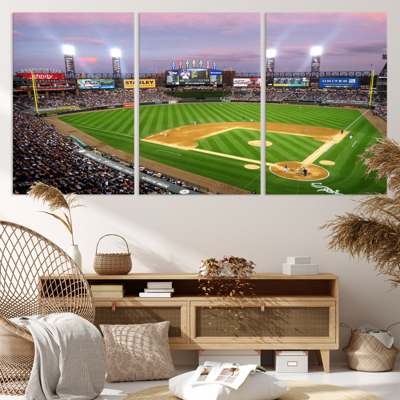 38470-MGV-CV-36X24-Chicago White Sox Baseball Team Print Canvas- Guaranteed Rate Field Stadium Wall Art Canvas Print