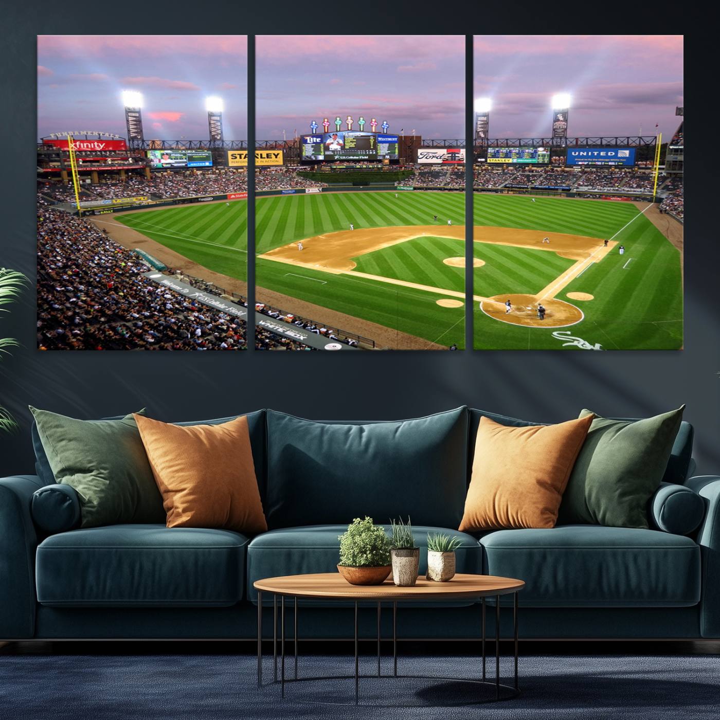 38470-MGV-CV-36X24-Chicago White Sox Baseball Team Print Canvas- Guaranteed Rate Field Stadium Wall Art Canvas Print