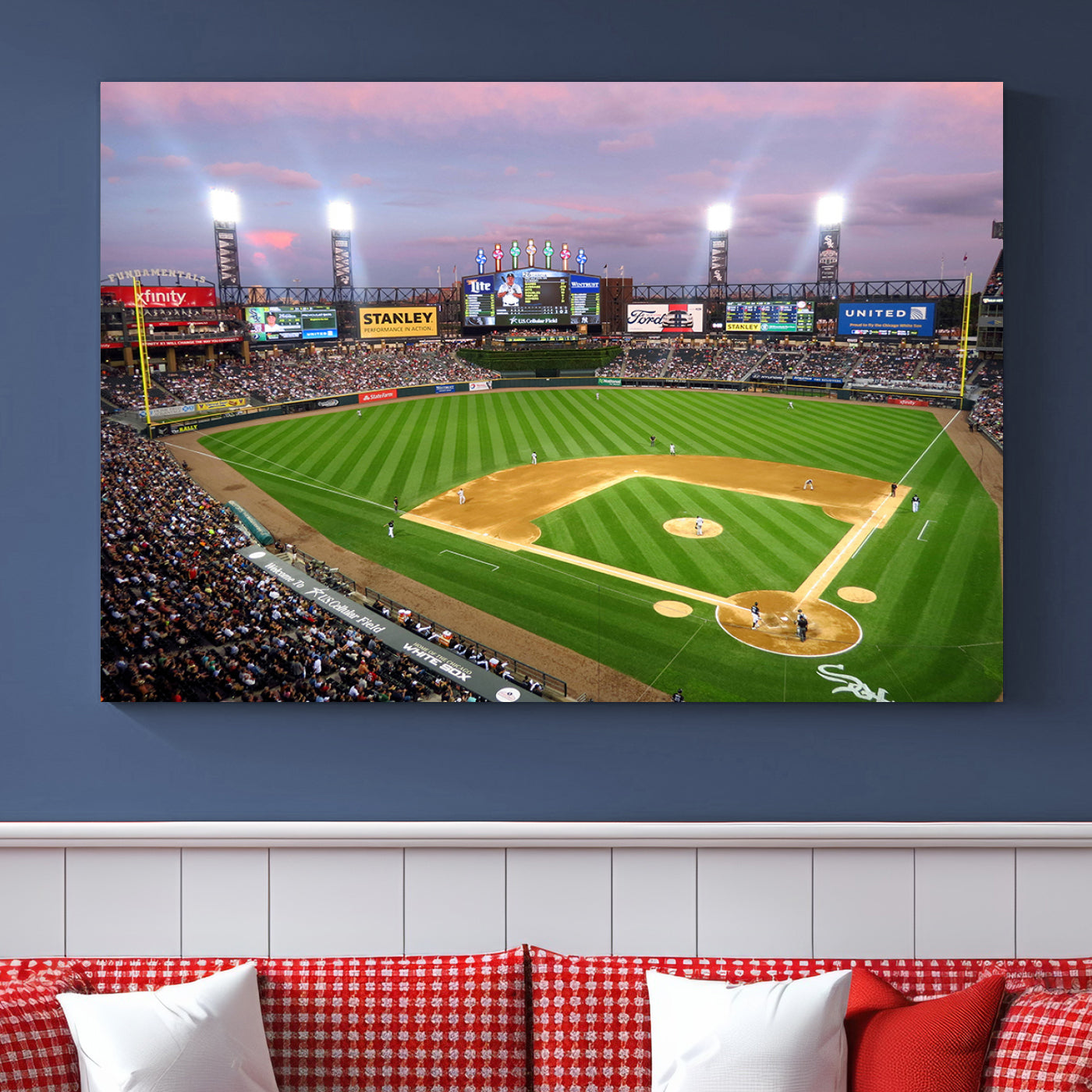 38470-MGV-CV-36X24-Chicago White Sox Baseball Team Print Canvas- Guaranteed Rate Field Stadium Wall Art Canvas Print