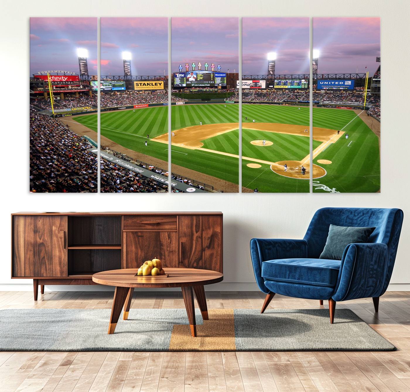 38470-MGV-CV-36X24-Chicago White Sox Baseball Team Print Canvas- Guaranteed Rate Field Stadium Wall Art Canvas Print