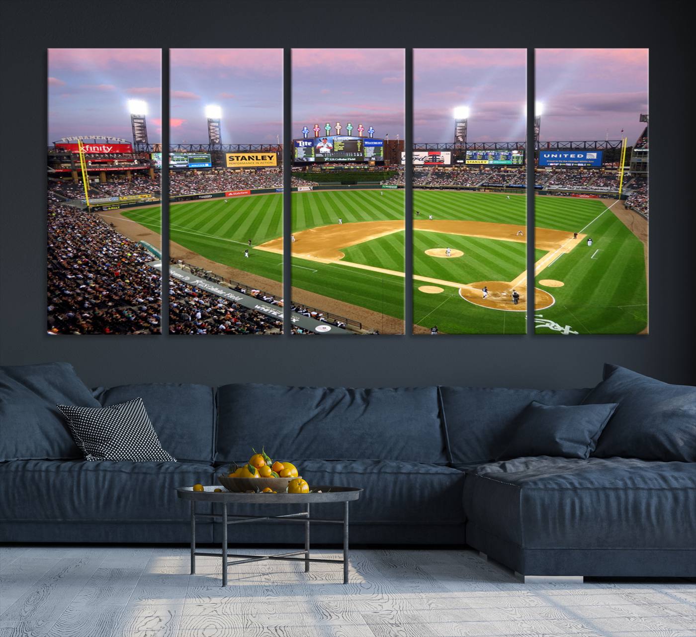 38470-MGV-CV-36X24-Chicago White Sox Baseball Team Print Canvas- Guaranteed Rate Field Stadium Wall Art Canvas Print