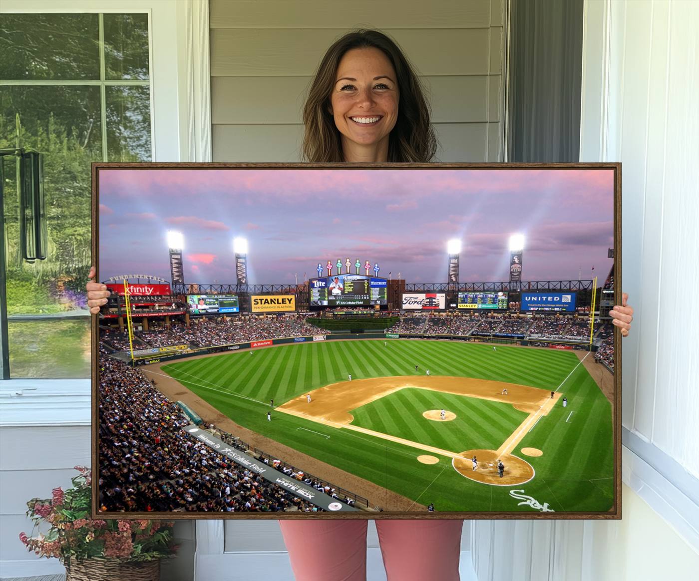 38470-MGV-CV-36X24-Chicago White Sox Baseball Team Print Canvas- Guaranteed Rate Field Stadium Wall Art Canvas Print