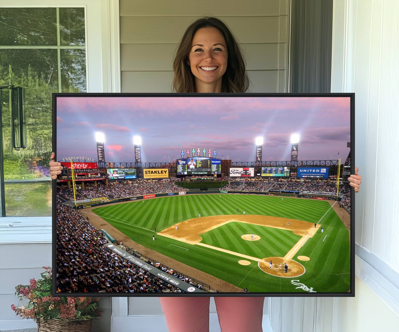 38470-MGV-CV-36X24-Chicago White Sox Baseball Team Print Canvas- Guaranteed Rate Field Stadium Wall Art Canvas Print