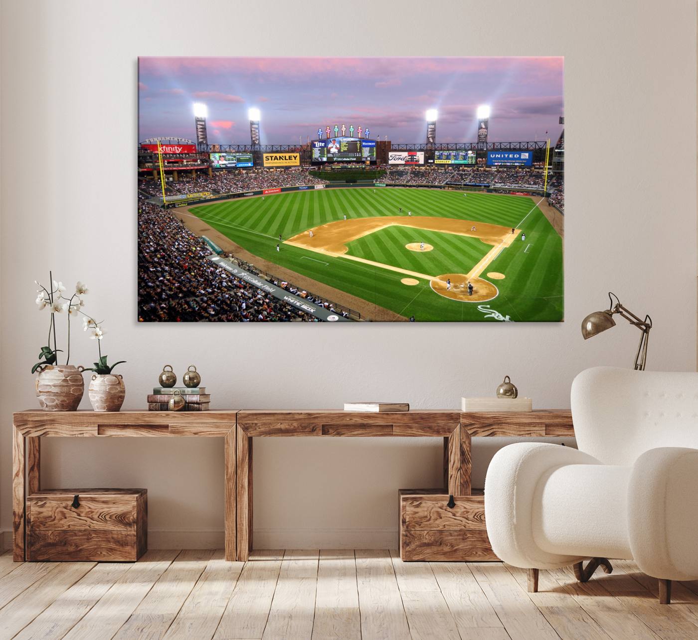 38470-MGV-CV-36X24-Chicago White Sox Baseball Team Print Canvas- Guaranteed Rate Field Stadium Wall Art Canvas Print