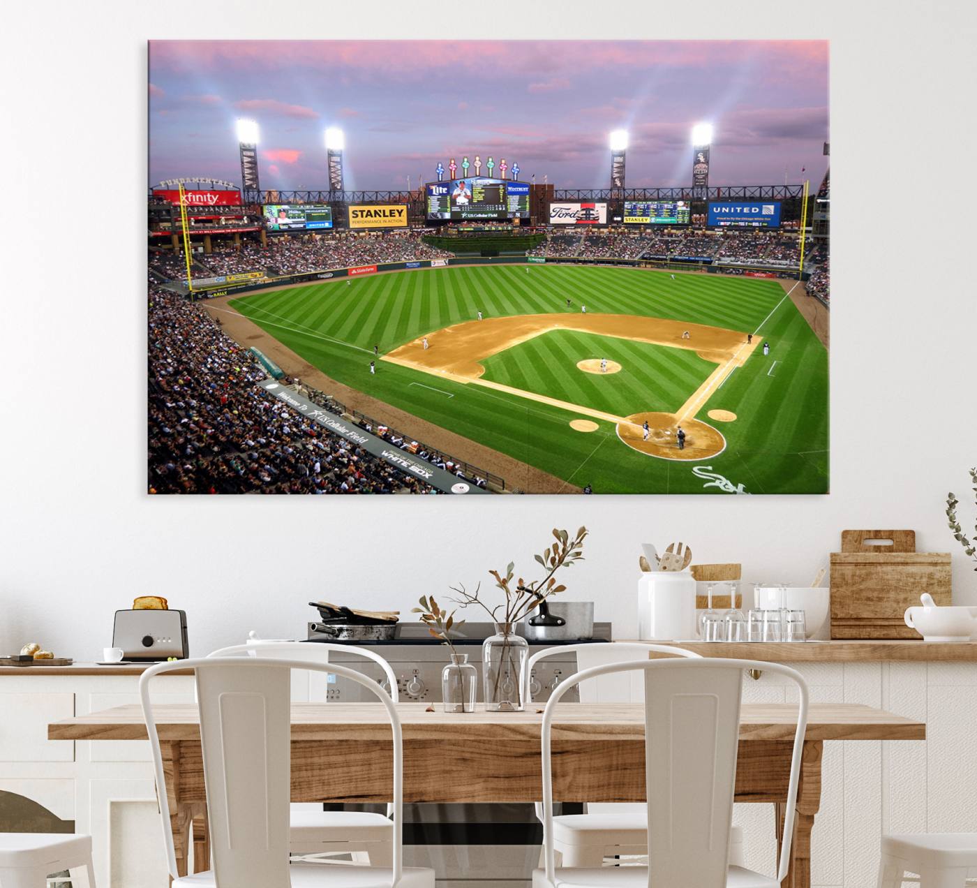 38470-MGV-CV-36X24-Chicago White Sox Baseball Team Print Canvas- Guaranteed Rate Field Stadium Wall Art Canvas Print