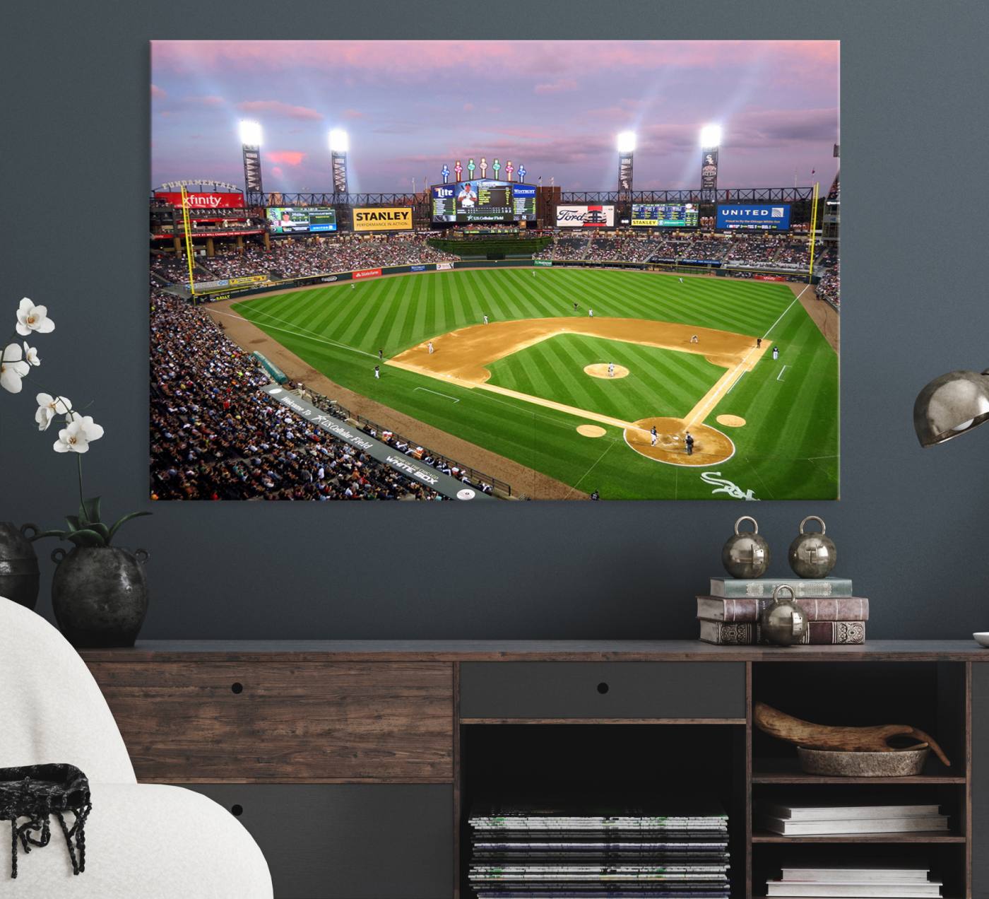 38470-MGV-CV-36X24-Chicago White Sox Baseball Team Print Canvas- Guaranteed Rate Field Stadium Wall Art Canvas Print