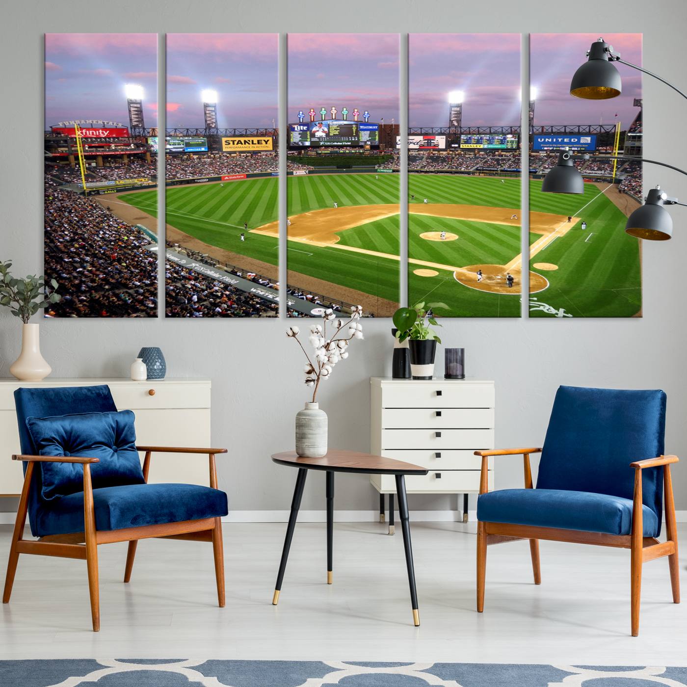 38470-MGV-CV-60X31-5P-Chicago White Sox Baseball Team Print Canvas- Guaranteed Rate Field Stadium Wall Art Canvas Print