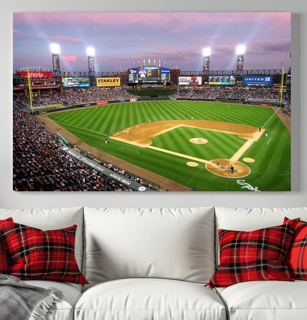 38470-MGV-CV-36X24-Chicago White Sox Baseball Team Print Canvas- Guaranteed Rate Field Stadium Wall Art Canvas Print