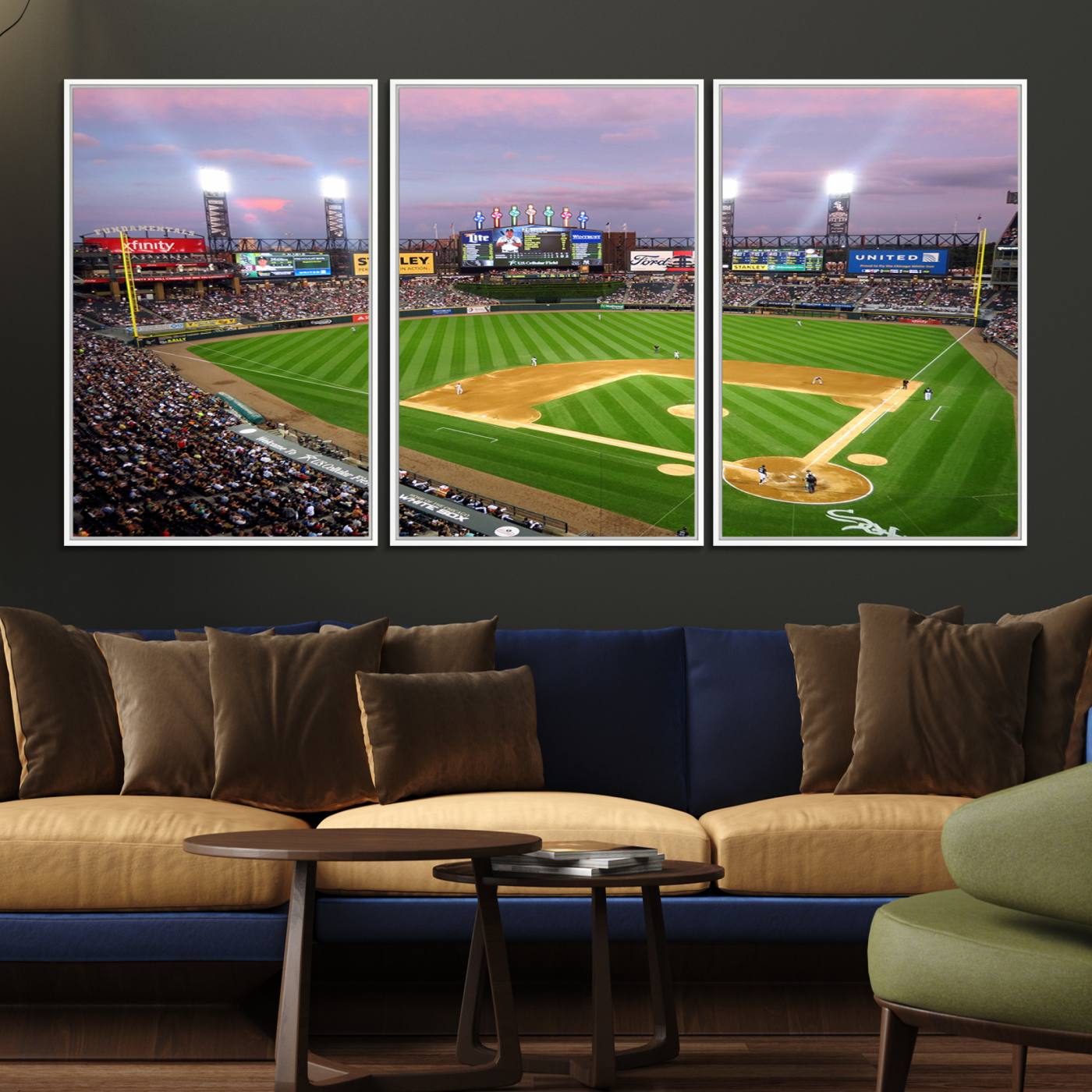 38470-MGV-FC-60X30-3P_White-Chicago White Sox Baseball Team Print Canvas- Guaranteed Rate Field Stadium Wall Art Canvas Print