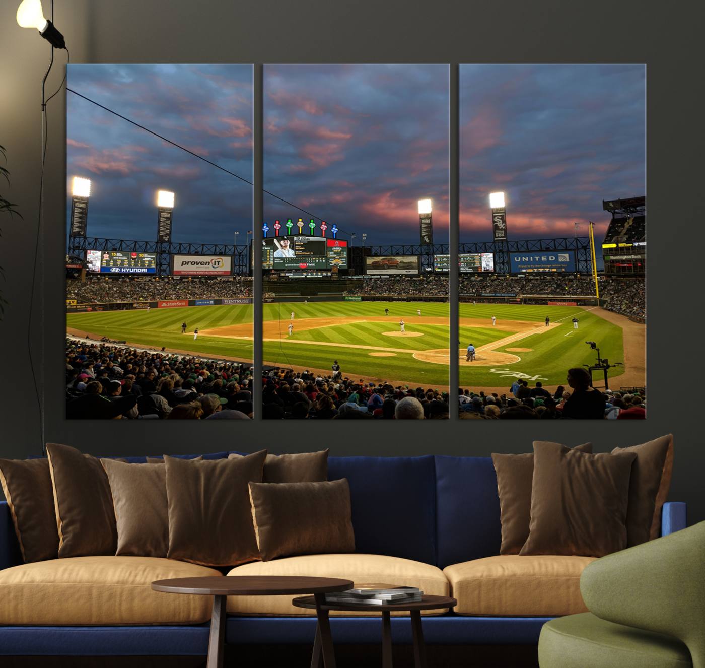 96063-MGV-CV-36X24-Chicago White Sox Baseball Team Print Canvas- Guaranteed Rate Field Stadium Wall Art Canvas Print