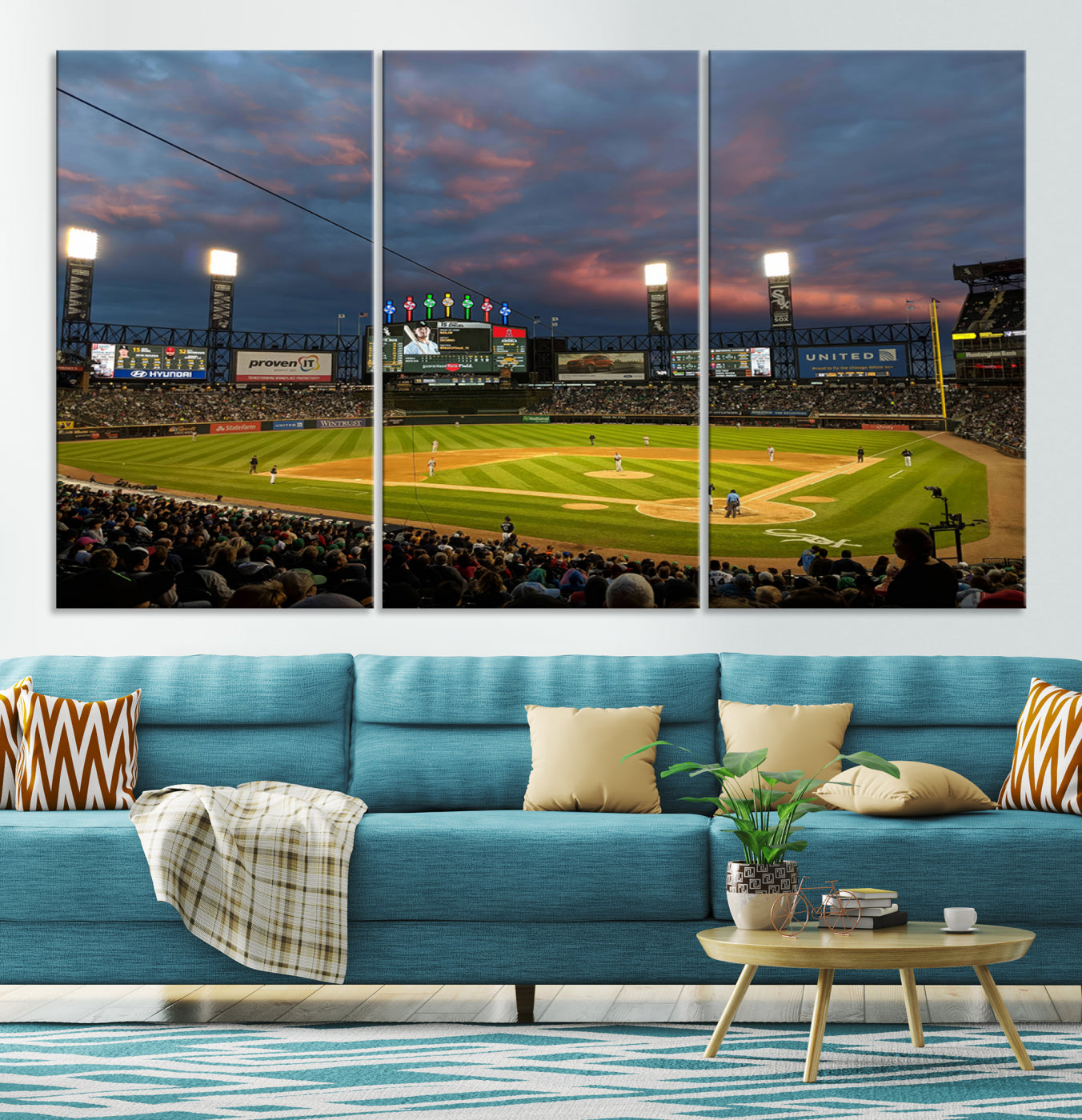 96063-MGV-CV-36X24-Chicago White Sox Baseball Team Print Canvas- Guaranteed Rate Field Stadium Wall Art Canvas Print