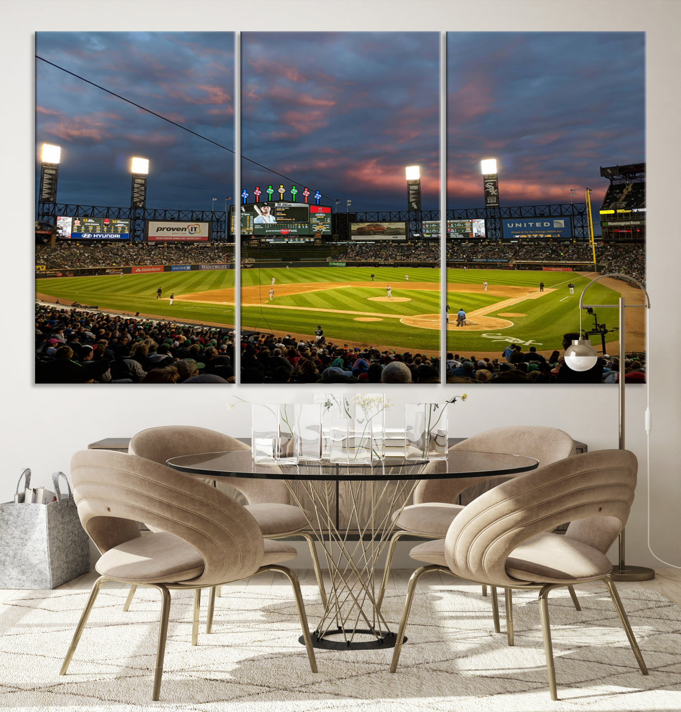 96063-MGV-CV-36X24-Chicago White Sox Baseball Team Print Canvas- Guaranteed Rate Field Stadium Wall Art Canvas Print