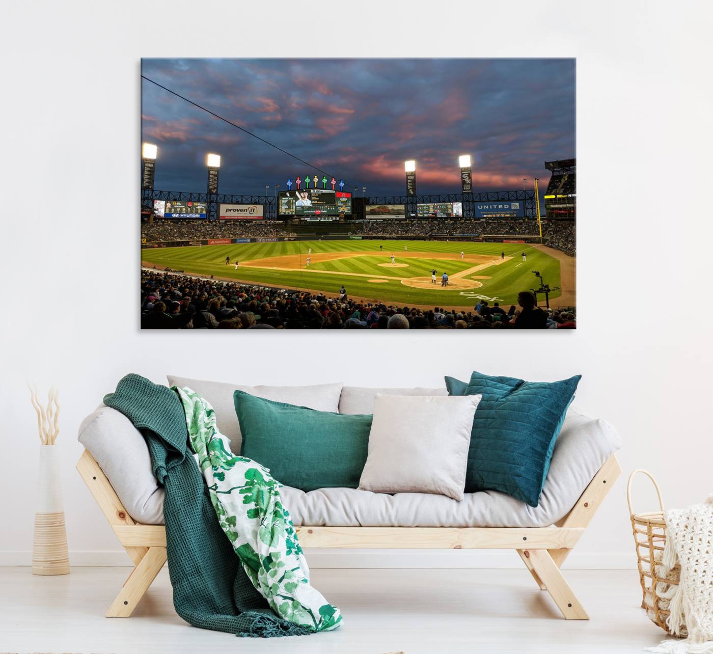96063-MGV-CV-36X24-Chicago White Sox Baseball Team Print Canvas- Guaranteed Rate Field Stadium Wall Art Canvas Print
