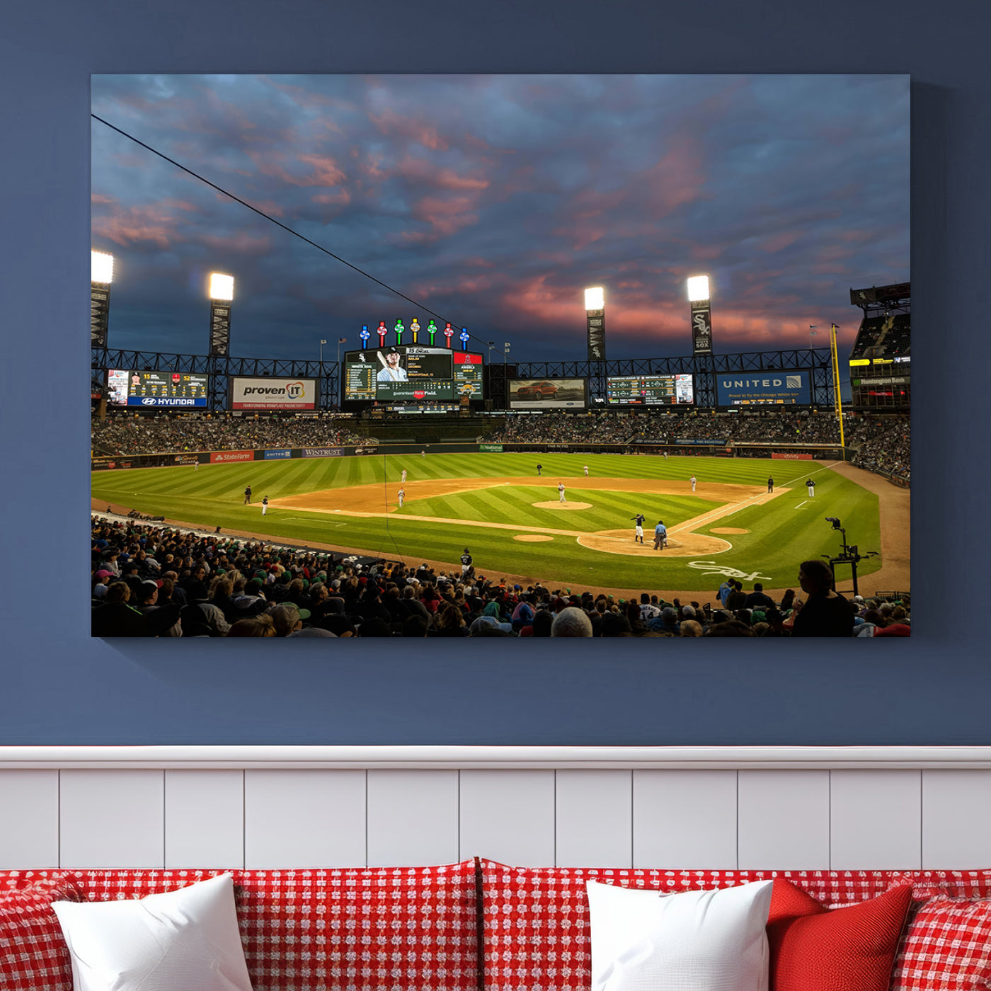 96063-MGV-CV-36X24-Chicago White Sox Baseball Team Print Canvas- Guaranteed Rate Field Stadium Wall Art Canvas Print