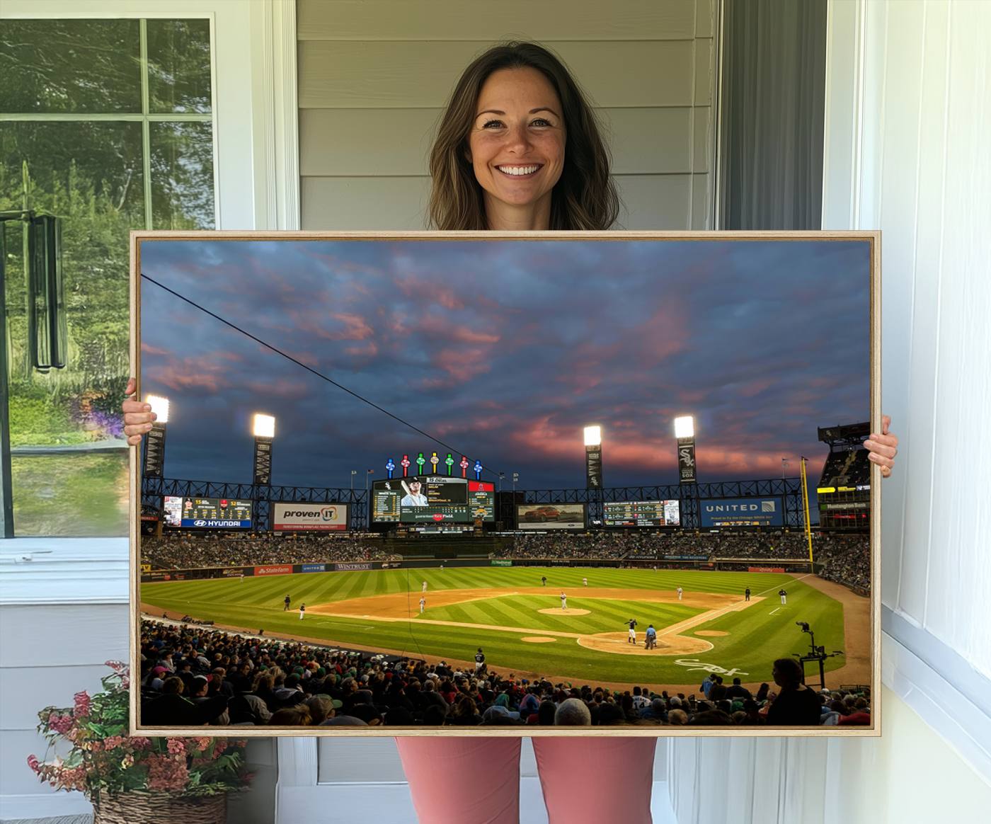 96063-MGV-CV-36X24-Chicago White Sox Baseball Team Print Canvas- Guaranteed Rate Field Stadium Wall Art Canvas Print