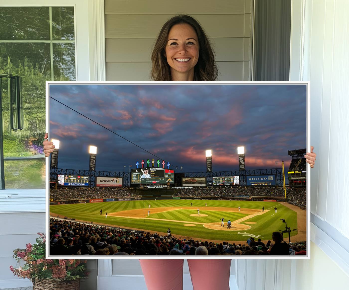96063-MGV-CV-36X24-Chicago White Sox Baseball Team Print Canvas- Guaranteed Rate Field Stadium Wall Art Canvas Print