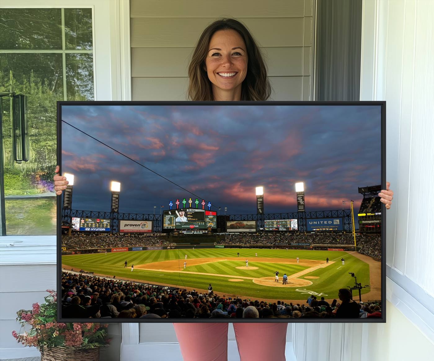 96063-MGV-CV-36X24-Chicago White Sox Baseball Team Print Canvas- Guaranteed Rate Field Stadium Wall Art Canvas Print