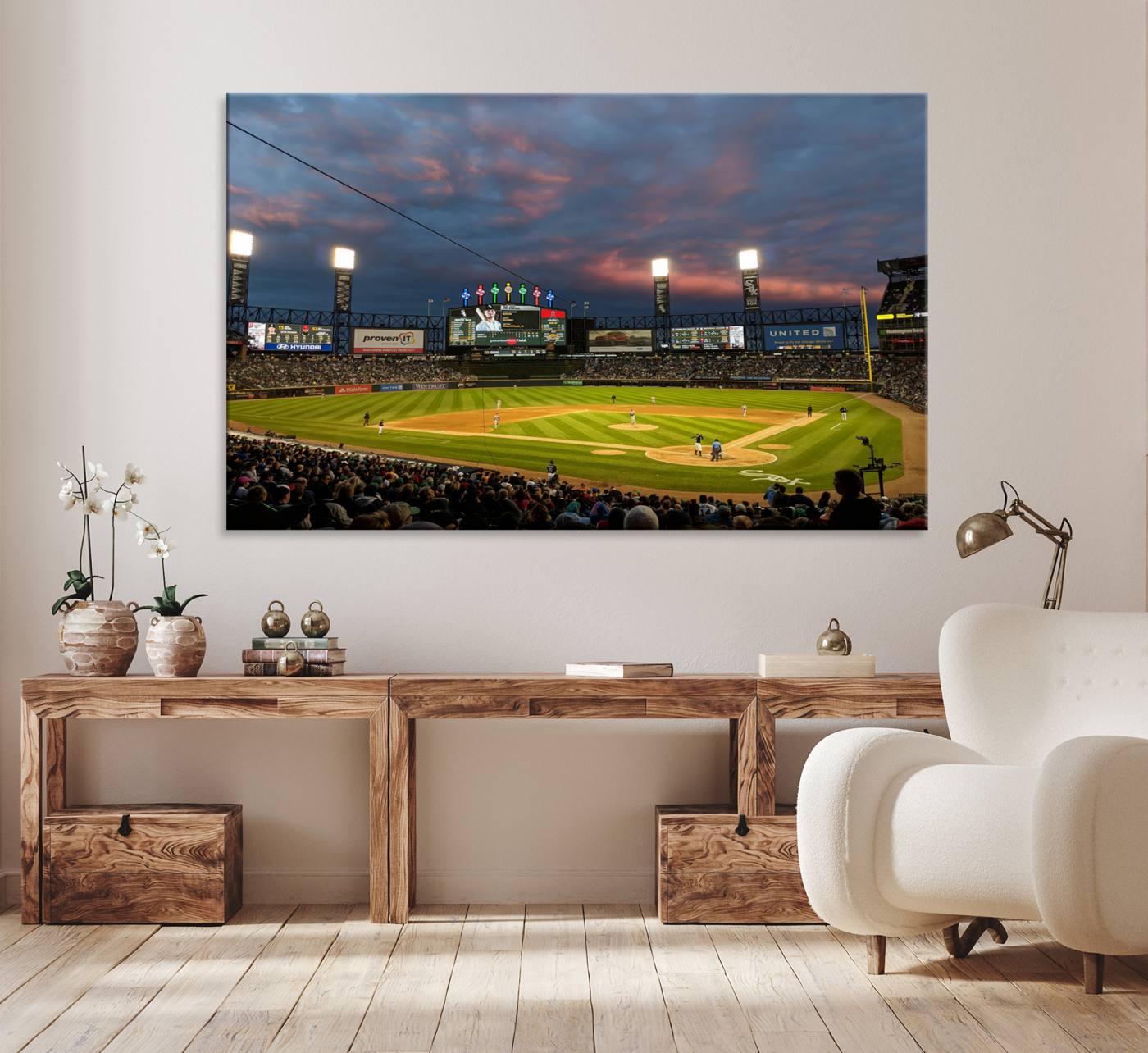 96063-MGV-CV-36X24-Chicago White Sox Baseball Team Print Canvas- Guaranteed Rate Field Stadium Wall Art Canvas Print