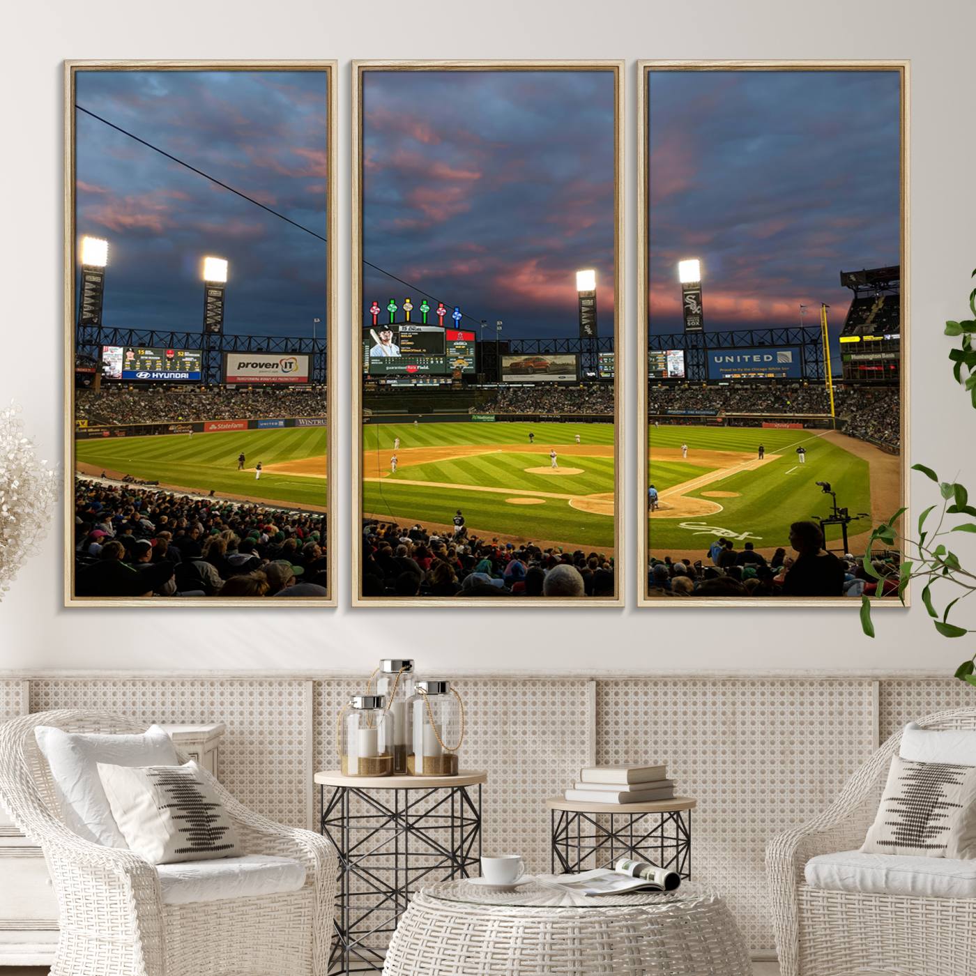 96063-MGV-CV-36X24-Chicago White Sox Baseball Team Print Canvas- Guaranteed Rate Field Stadium Wall Art Canvas Print