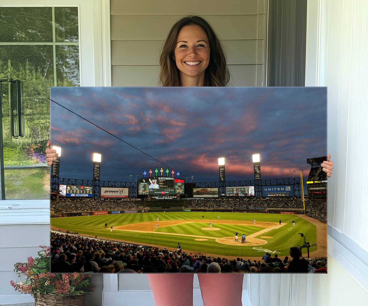 96063-MGV-CV-36X24-Chicago White Sox Baseball Team Print Canvas- Guaranteed Rate Field Stadium Wall Art Canvas Print