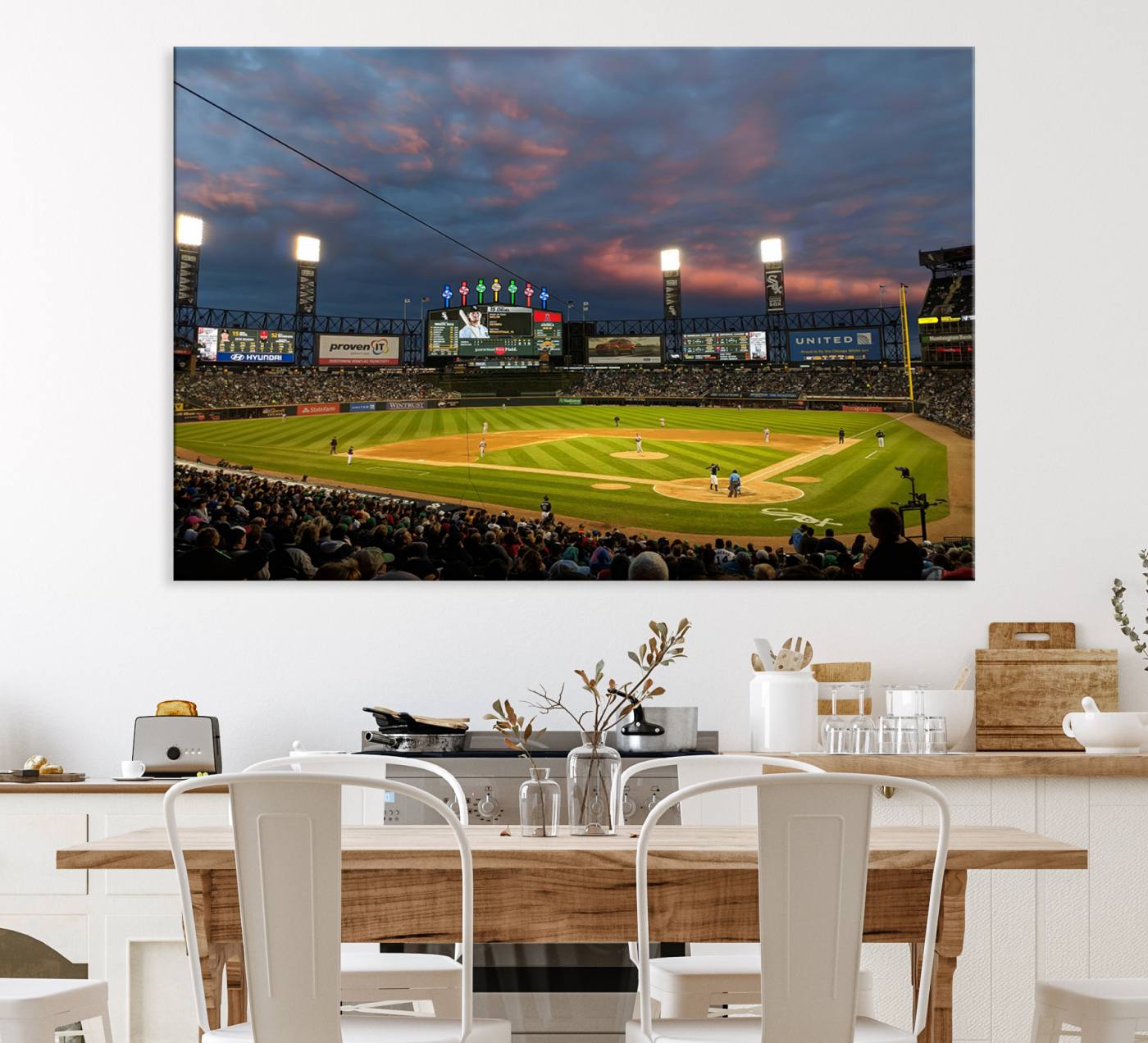 96063-MGV-CV-36X24-Chicago White Sox Baseball Team Print Canvas- Guaranteed Rate Field Stadium Wall Art Canvas Print