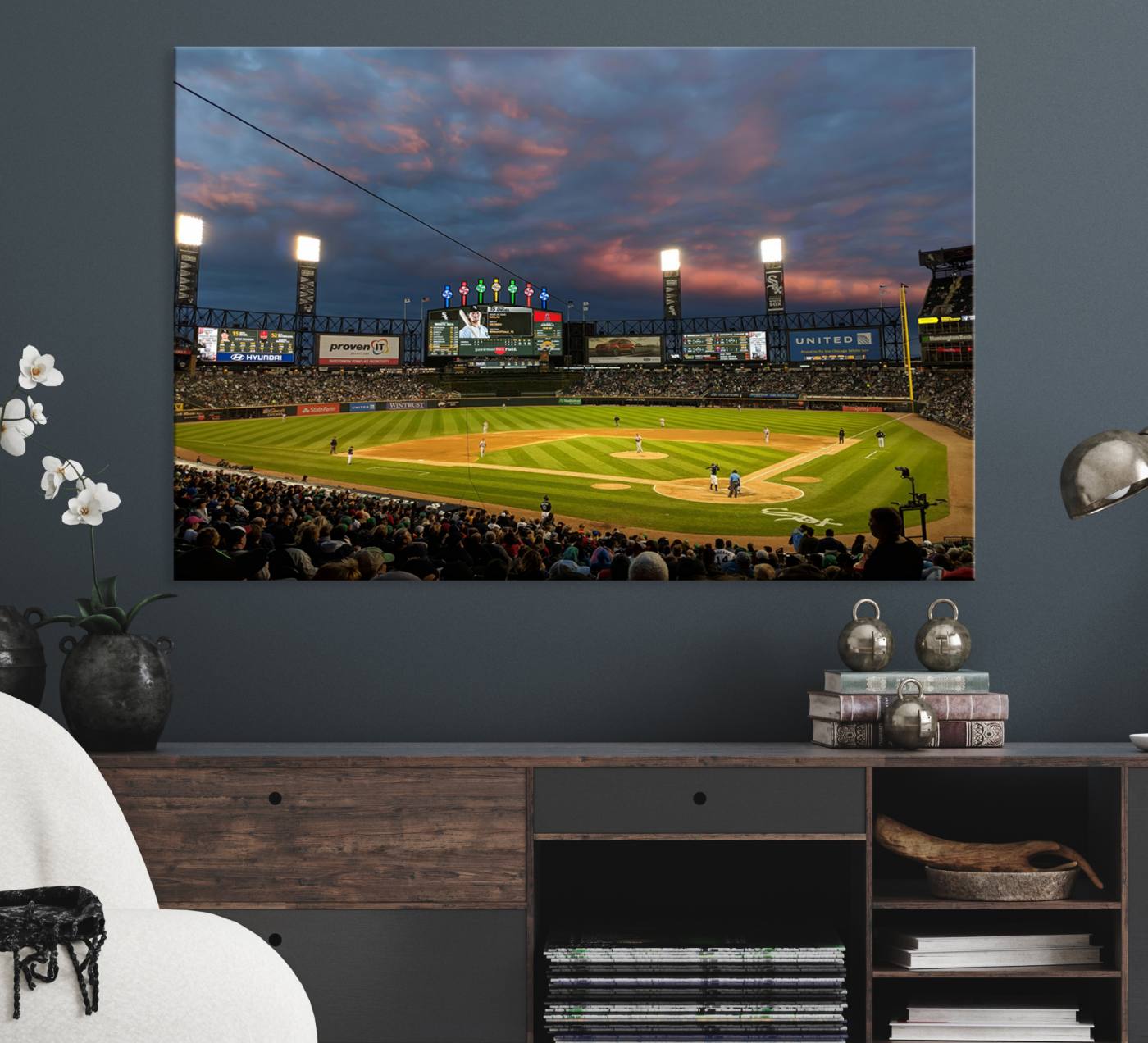 96063-MGV-CV-36X24-Chicago White Sox Baseball Team Print Canvas- Guaranteed Rate Field Stadium Wall Art Canvas Print