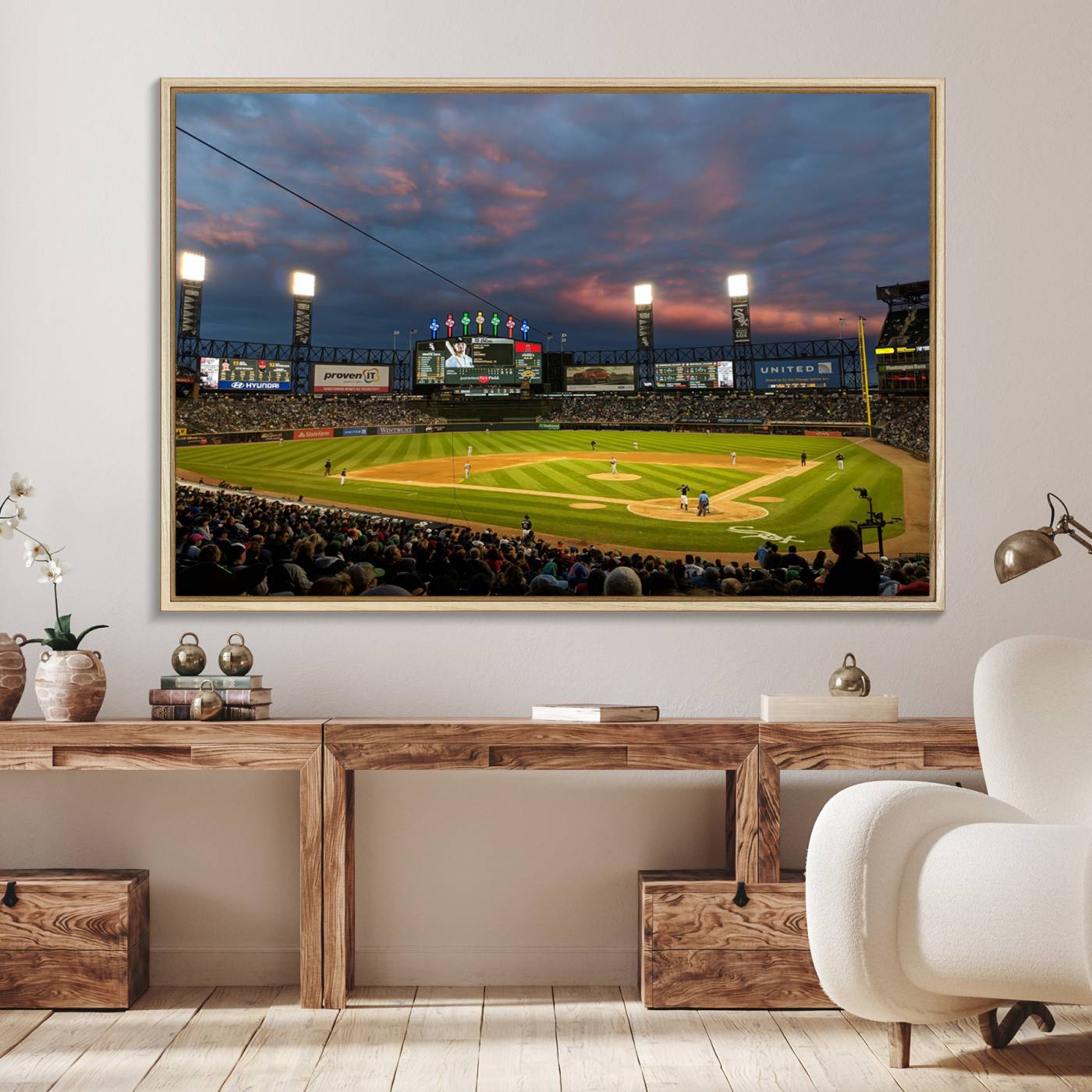 96063-MGV-FC-36X24_Natural-Chicago White Sox Baseball Team Print Canvas- Guaranteed Rate Field Stadium Wall Art Canvas Print
