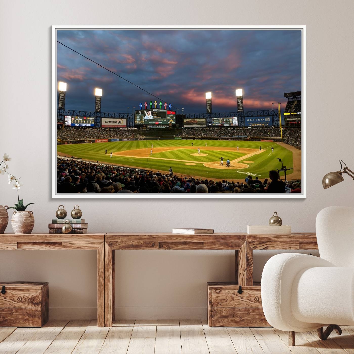 96063-MGV-FC-36X24_White-Chicago White Sox Baseball Team Print Canvas- Guaranteed Rate Field Stadium Wall Art Canvas Print