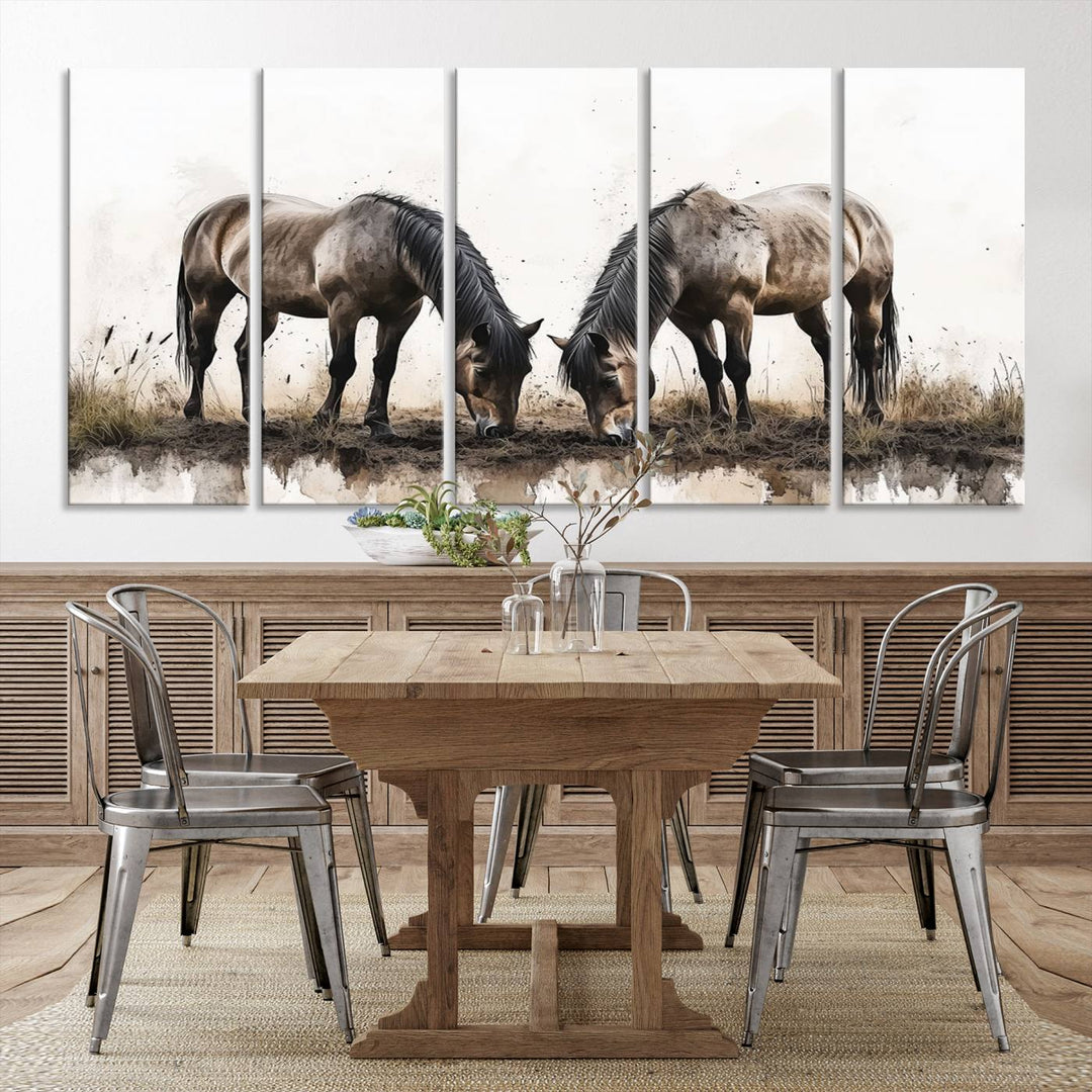 Edit-Images-Chines Ink Style Horses Wall Art Canvas Print
