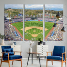 34760-MGV-CV-36X24-Citi Field Wall Art Print | 3-Panel New York Mets Baseball Stadium Canvas Print | Framed Sports Decor for Living Room, Man Cave, or Office