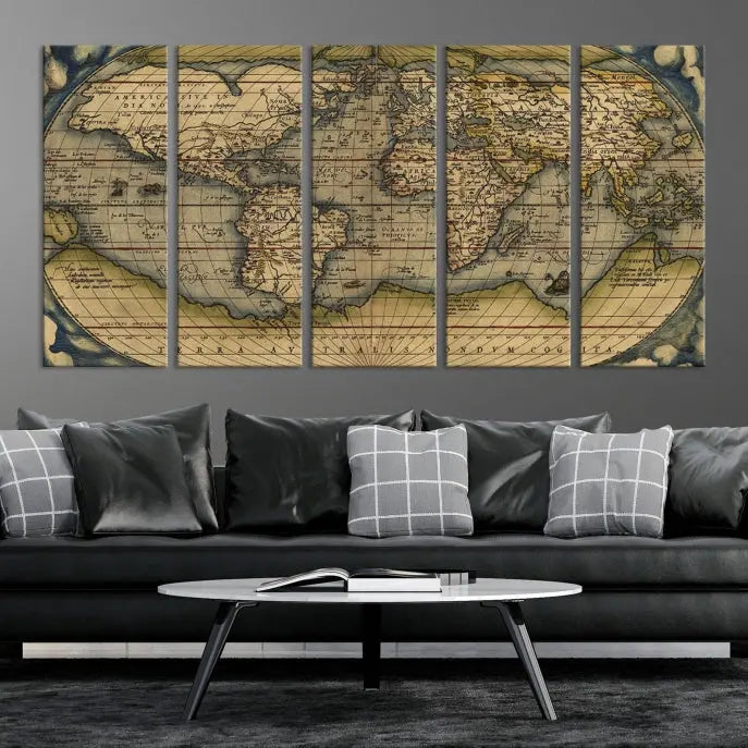 The Classic Old World Map Wall Art Canvas Print, crafted on museum-quality canvas with a UV-protective coating, is a ready-to-hang piece that enhances the charm and sophistication of any room.