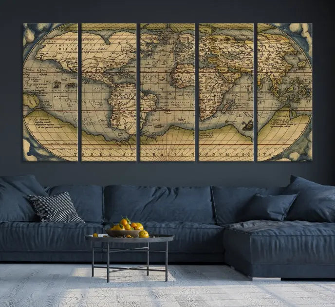 The Classic Old World Map Wall Art Canvas Print, crafted on museum-quality canvas with a UV-protective coating, is a ready-to-hang piece that enhances the charm and sophistication of any room.