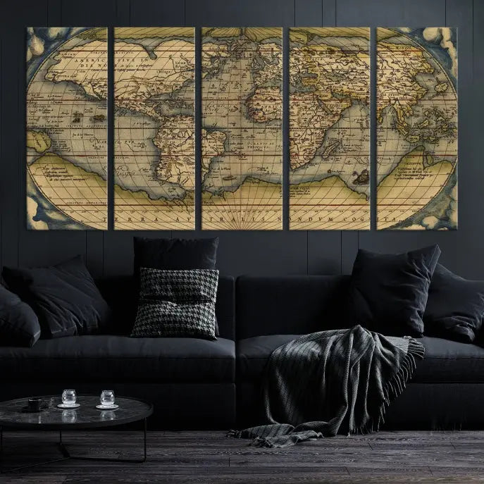 The Classic Old World Map Wall Art Canvas Print, crafted on museum-quality canvas with a UV-protective coating, is a ready-to-hang piece that enhances the charm and sophistication of any room.