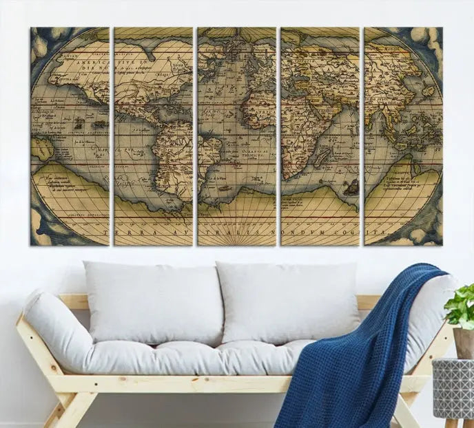 The Classic Old World Map Wall Art Canvas Print, crafted on museum-quality canvas with a UV-protective coating, is a ready-to-hang piece that enhances the charm and sophistication of any room.