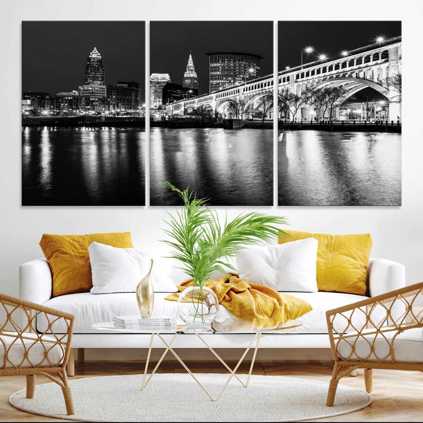 Cleveland Night Skyline Wall Art City Cityscape Canvas Print