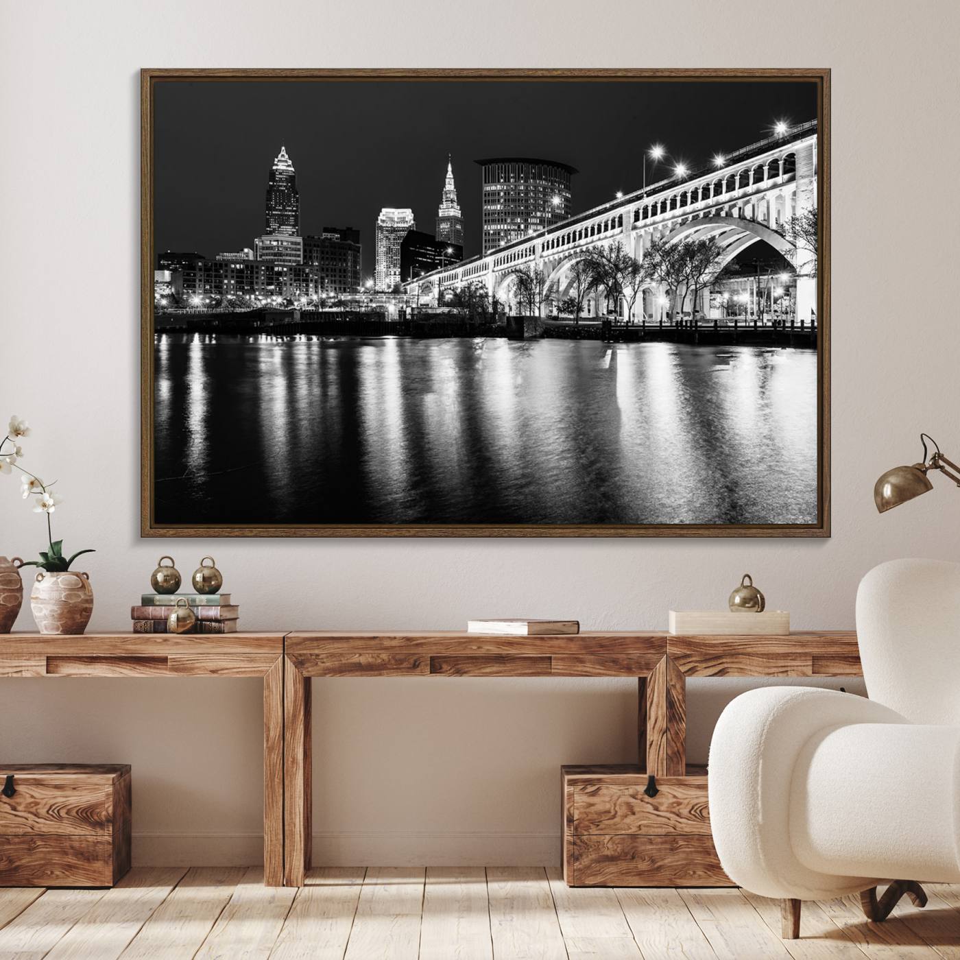 Cleveland Night Skyline Wall Art City Cityscape Canvas Print