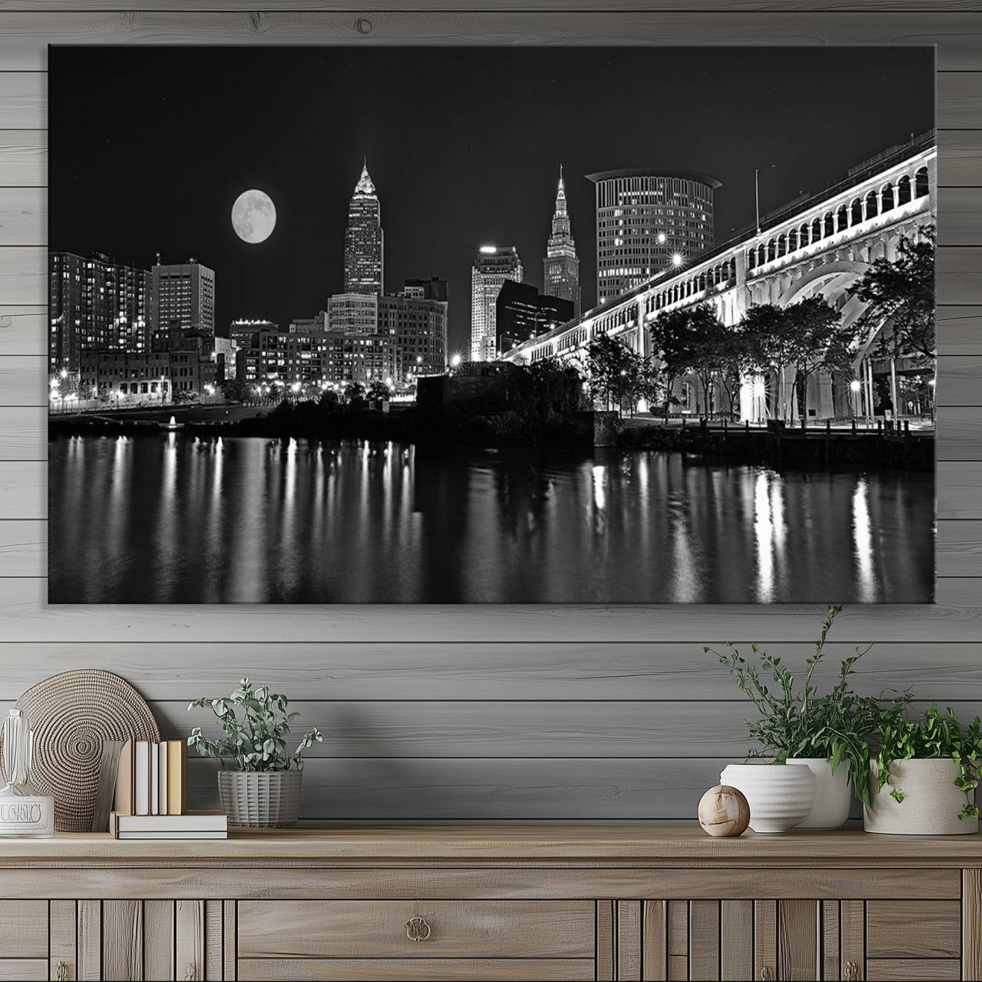 Cleveland Night Skyline Wall Art City Cityscape Canvas Print