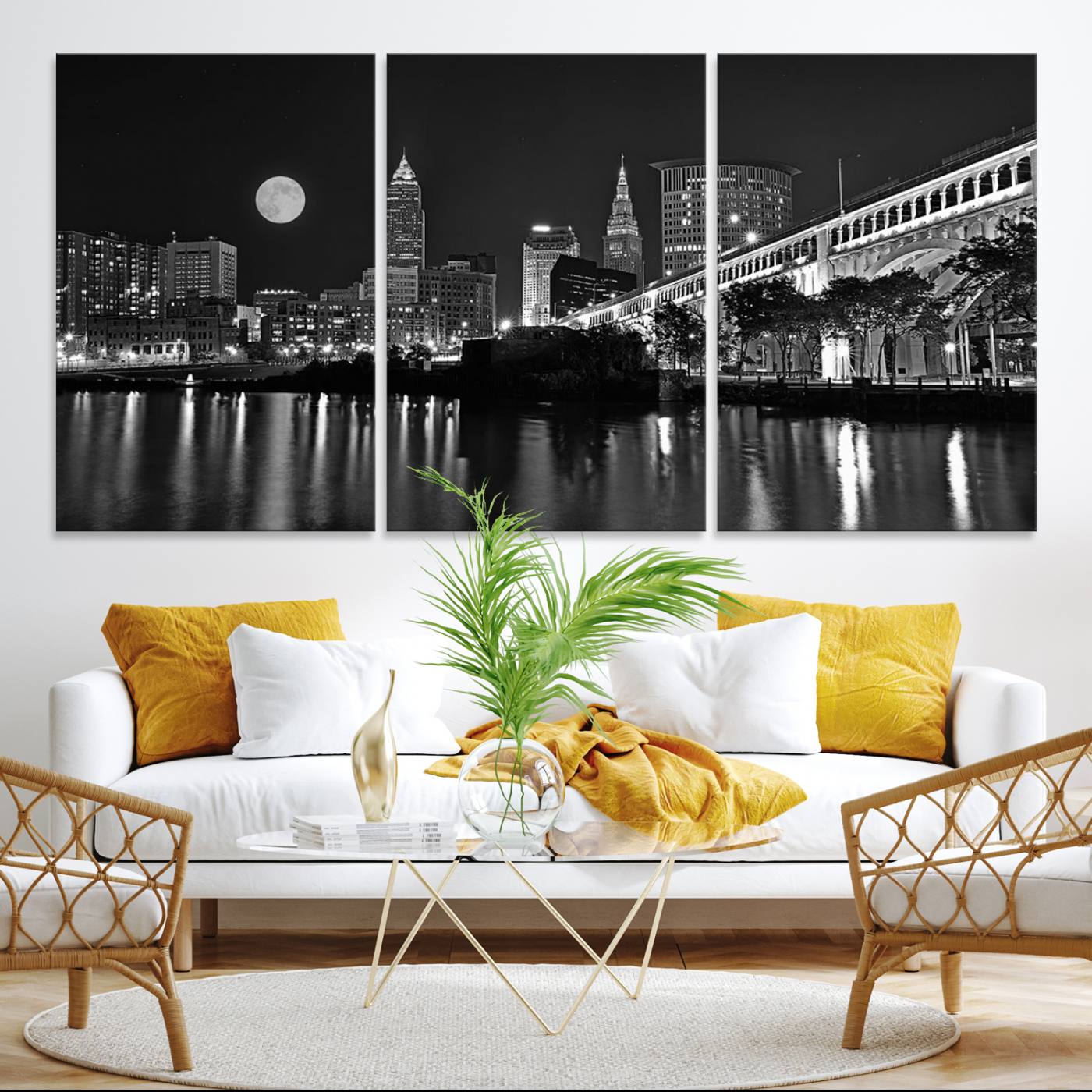 Cleveland Night Skyline Wall Art City Cityscape Canvas Print