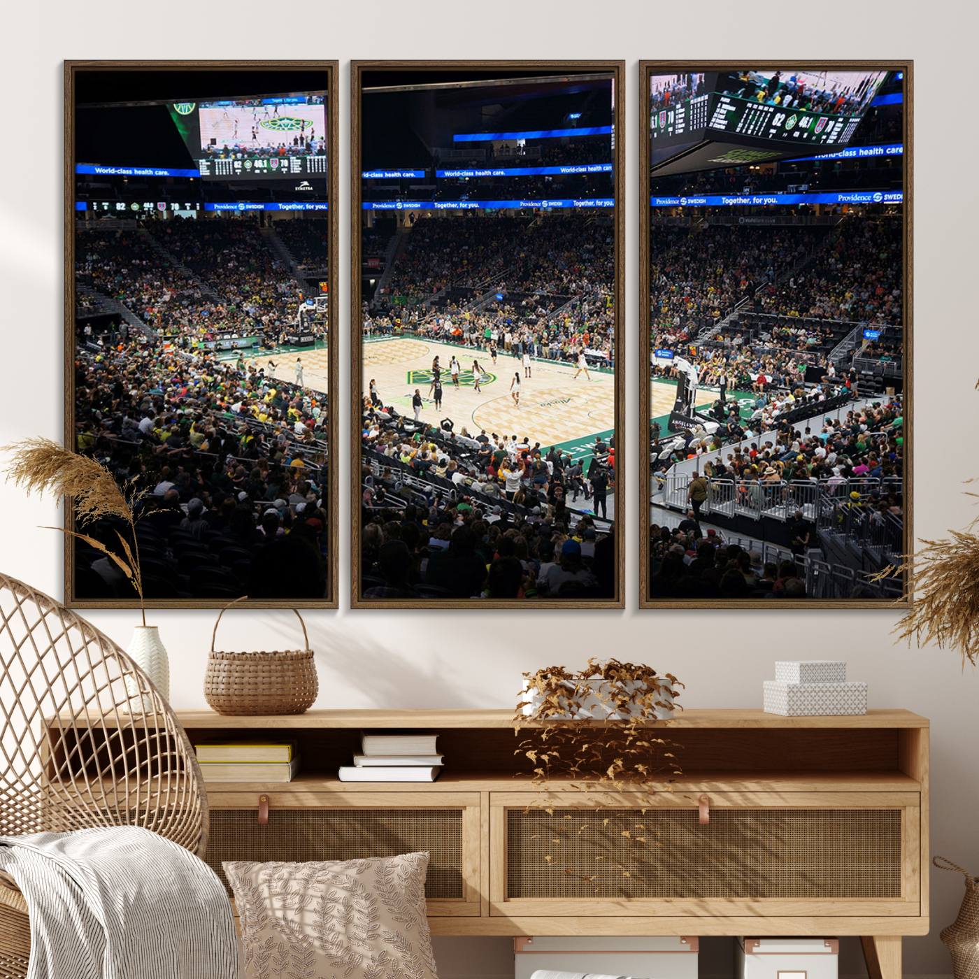 19115-MGV-FC-48X32-3P_Walnut-Climate Pledge Arena | Washington Seattle Kraken Hockey Stadium Wall Art | Canvas Print | Ready to Hang