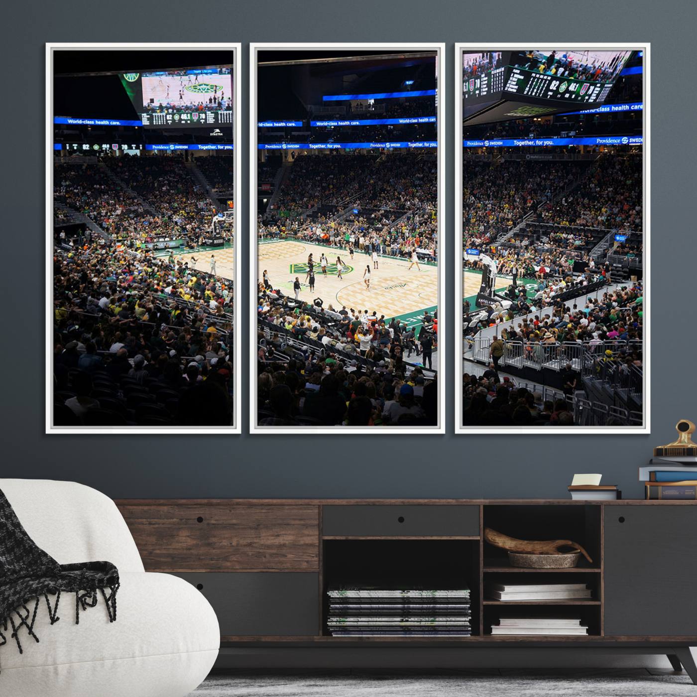 19115-MGV-FC-48X32-3P_White-Climate Pledge Arena | Washington Seattle Kraken Hockey Stadium Wall Art | Canvas Print | Ready to Hang