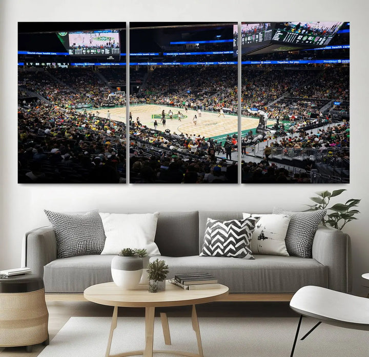 The "Climate Pledge Arena | Washington Seattle Kraken Hockey Stadium Wall Art" canvas print, ready to hang, adds a touch of excitement to the room.