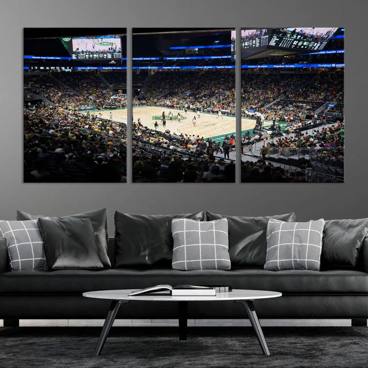 The "Climate Pledge Arena | Washington Seattle Kraken Hockey Stadium Wall Art" canvas print, ready to hang, adds a touch of excitement to the room.