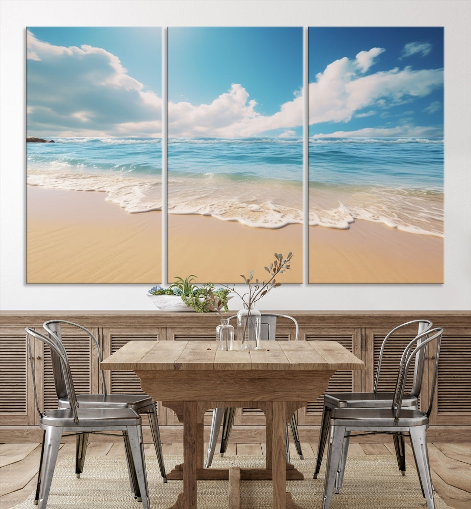 Edit-Images-Coastal Wall Art - Serene Ocean Canvas Print with Beach and Sunset Design for Timeless Home Decor